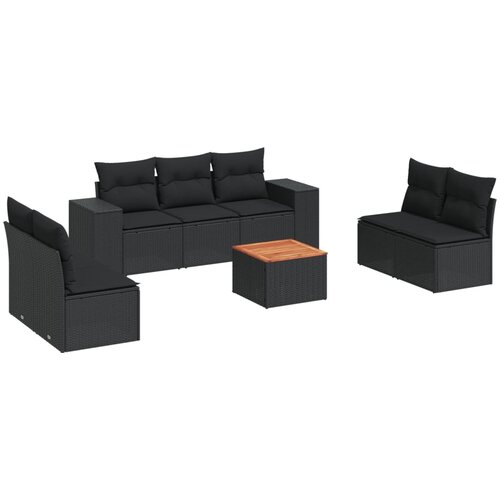  8-dijelni set vrtnih sofa od poliratana s jastucima crni Slike