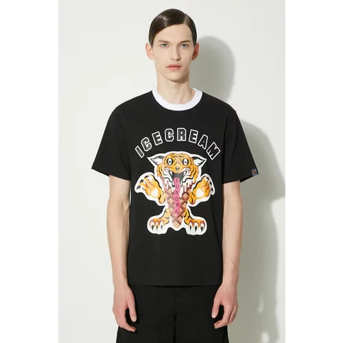 Icecream Pamučna majica Tiger za muškarce, boja: crna, s tiskom, IC24237