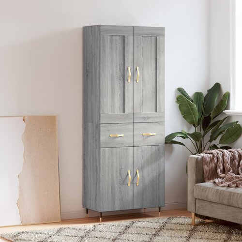 vidaXL Visoka komoda siva sonoma 69,5x34x180 cm inženirski les Cene