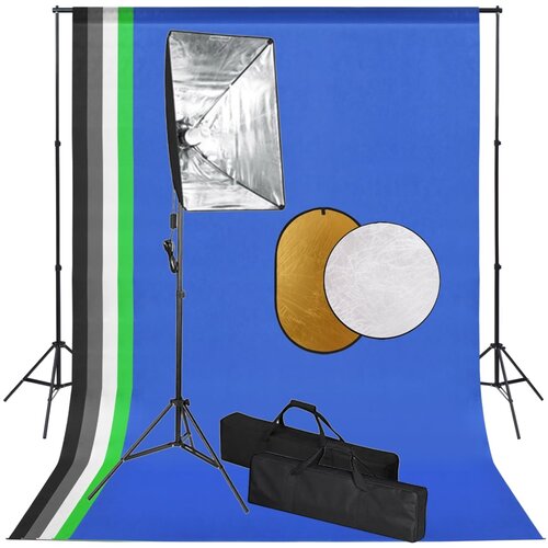 vidaXL foto studijski komplet s softboxi, ozadjem in odbojnikom Cene