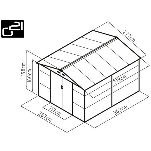 G21 vrtna kovinska hi&amp;scaron;ka-uta-lopa 8,25 m2 - 2,7mx 3,1m - zelena Slike
