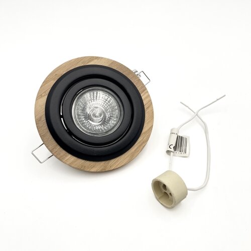  komplet 3x ugradnih svetala tobby 1xGU10/20W/230V, prečnik 11,5 cm, hrast/crna Slike