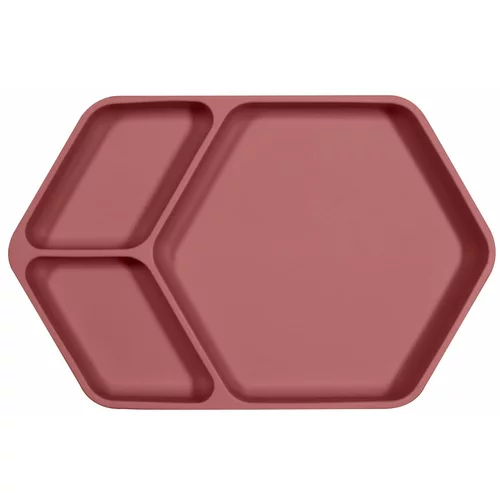 Kindsgut Rdeč silikonski otroški krožnik Squared, 25 x 16 cm