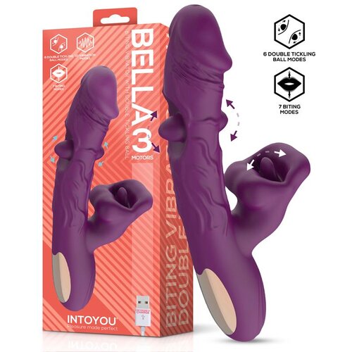 INTOYOU Bella Biting Vibrator with Double Tickling Ball &amp;amp; 3 Motors Purple Slike