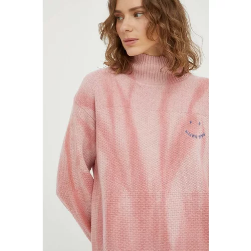 PS Paul Smith Vuneni pulover za žene, boja: ružičasta, s dolčevitom