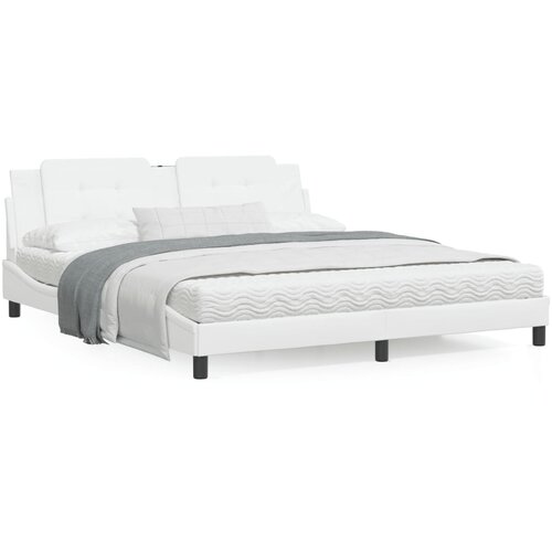 VidaXL Okvir za krevet s uzglavljem bijeli 180x200 cm od umjetne kože Slike