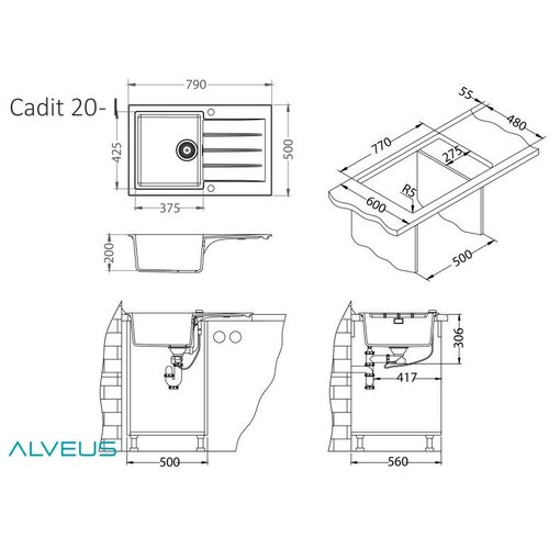 Alveus cadit 20 Bež-G55, 790x500/200 mm Slike