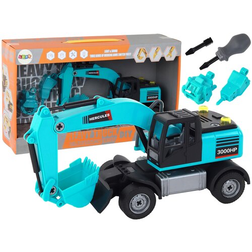 Lean_Toys Bager DIY Kit Modra gradbena vozila Dryl Rig Prijemalnik Cene