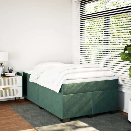 VidaXL Box spring krevet s madracem tamnozeleni 120x200 cm bar&amp;scaron;unasti Slike