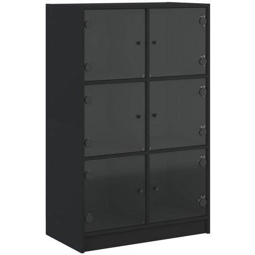 VidaXL Visoka omara z vrati črna 68x37x109 cm inženirski les, (21274435) Slike