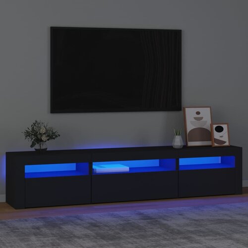 VidaXL TV omarica z LED lučkami črna 195x35x40 cm Slike