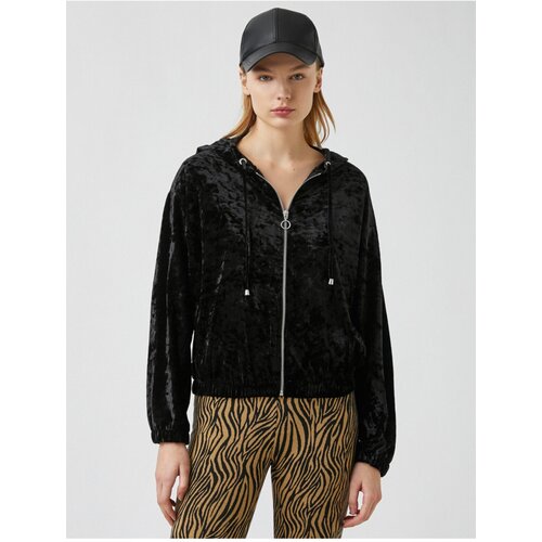 Koton Hooded Zipper Velvet Sweatshirt Slike