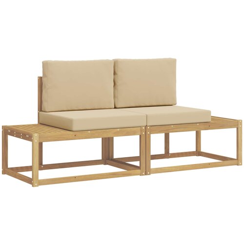  Set vanjskih sofa s jastukom 2 pcs Bijela i bež Poliester Slike