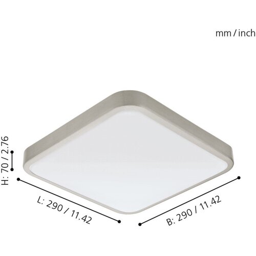 Eglo LED stropna svetilka Eglo Manilva (16 W, 29 x 29 x 7 cm, 1.500 lm, topla bela svetloba) Slike