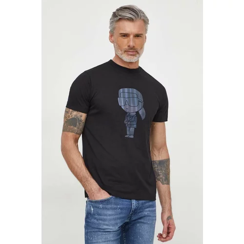 Karl Lagerfeld Pamučna majica za muškarce, boja: crna, s tiskom