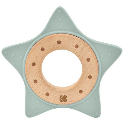 Kikka Boo drvena igračka sa silikonskom glodalicom star mint ( KKB22059 ) Slike