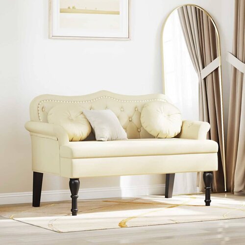 vidaXL Chesterfield klupa Krema 120.5 x 65 x 75 cm Lažna koža Cijene