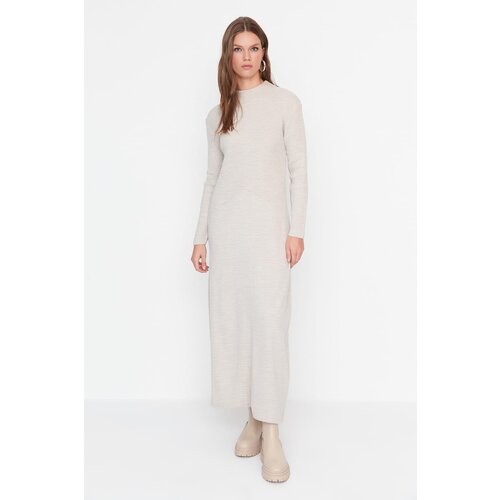 Trendyol Stone Standing Collar Knitwear Dress Slike