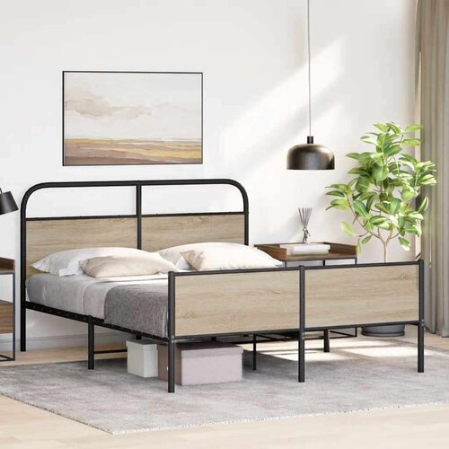 VidaXL metalni okvir kreveta bez madraca boja hrasta 180x200 cm Slike