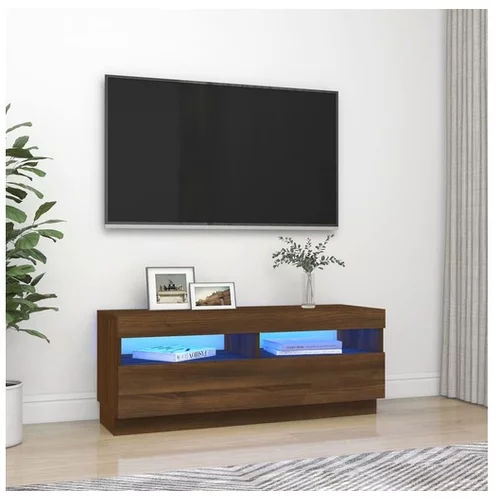  TV omarica z LED lučkami rjavi hrast 100x35x40 cm