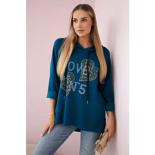 Kesi Włoski Oversized viscose sweatshirt Love nautical