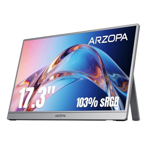 Arzopa Prenosni monitor 17.3&amp;#039;&amp;#039; (44 cm) FullHD, IPS, 60Hz, mHDMI, USB-C, zvočniki, Z1C Plus, siv Slike
