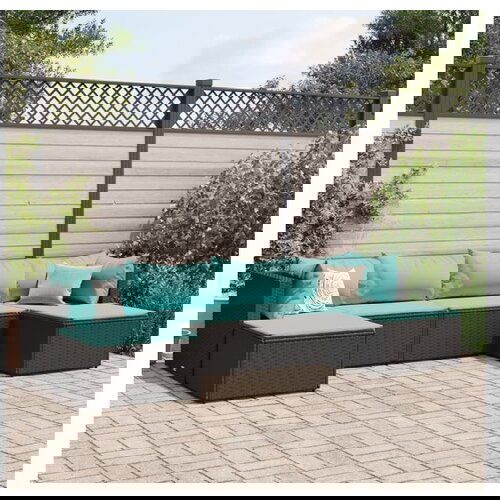 vidaXL 6-dijelna vrtna garnitura od poliratana s jastucima crna - Crna i plava 1 Cene