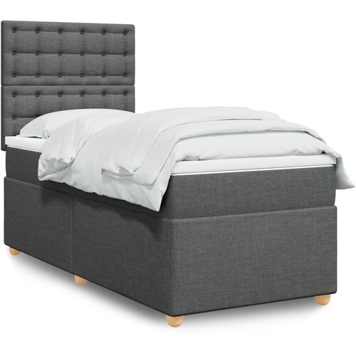 vidaXL Box spring postelja z vzmetnico temno siva 100x200 cm blago Cene