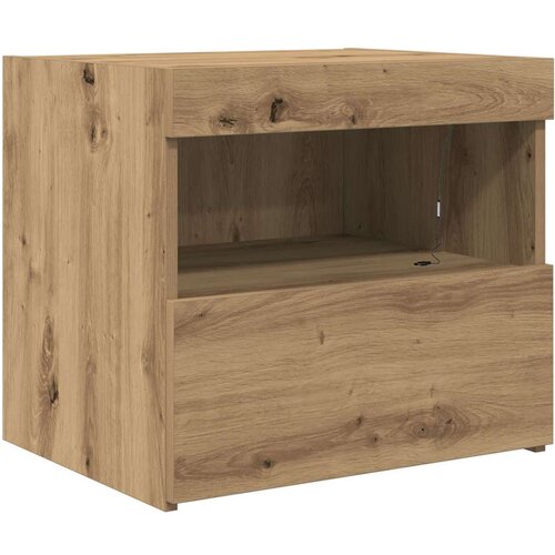  Noćni ormarić s LED svjetlima obrtnički hrast 50x40x45 cm Slike