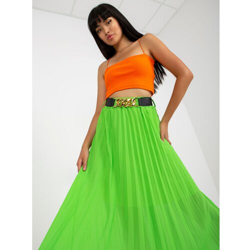 Fashion Hunters Light green pleated skirt with maxi length Slike