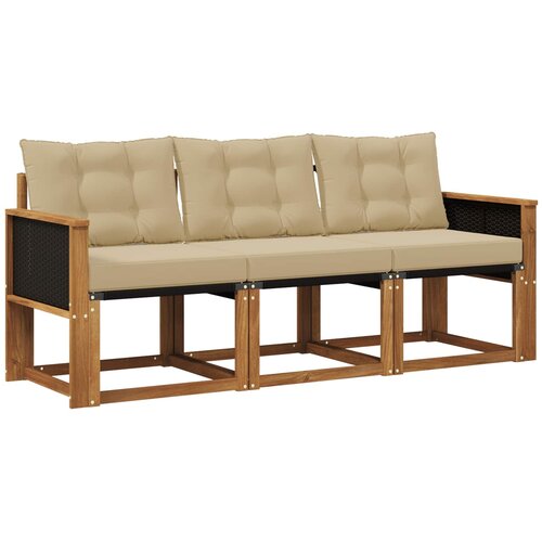 vidaXL Zunanja garnitura za sedenje z blazino 3 pcs Naravna in bež, (5000272844) Cene