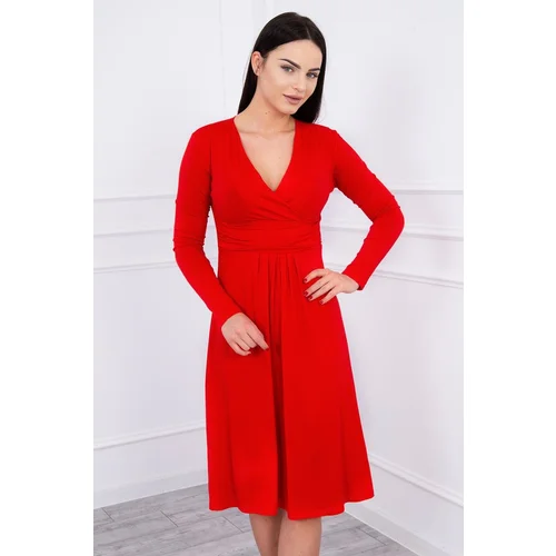  Dress cut under the bust, long sleeve red