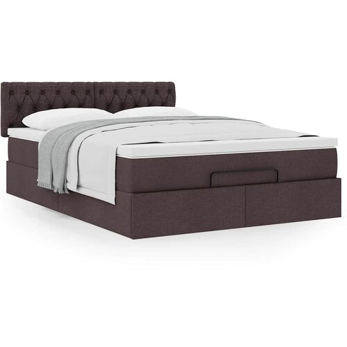 vidaXL Otomanski posteljni okvir z vzmetnico rjav 140x200 cm blago Cene