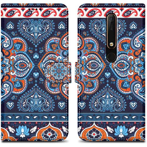 Cadorabo primera, združljiv z Nokia - Design Blue Mandala &scaron;t. 1 - Za&scaron;čitni pokrov z magnetnim zapiranjem, funkcijo stojala in režo za kartico, (20694352) Cene