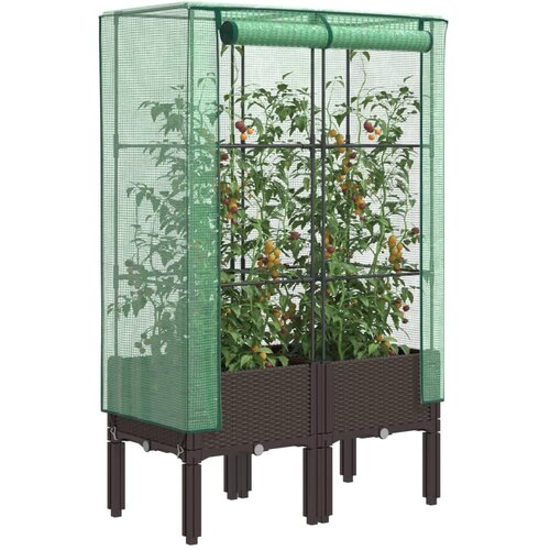 vidaXL Visoka greda s prevleko za rastlinjak videz ratana 80x40x140 cm Cene