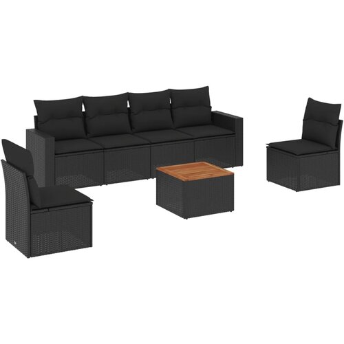 Maison Chic Seti vrtnega pohištva - Vrtna garnitura - Vrtni pohištvo set 7-delna z blazinami črn poli ratan, (21803732) Cene