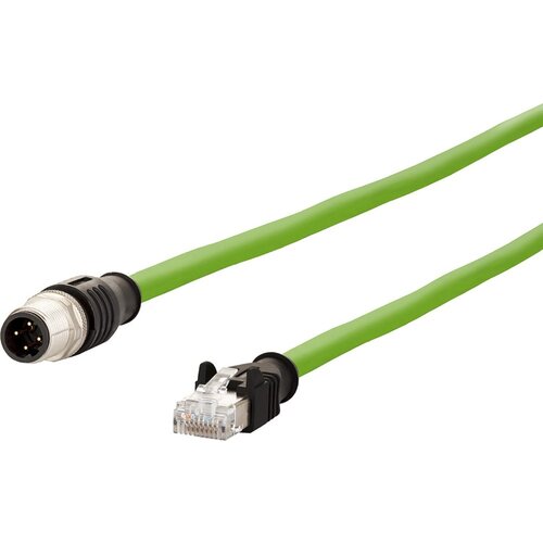 Metz Connect 142M4D15050 M12 omrežni kabel CAT5e S/UTP 5 m zelena PUR pla&scaron;č, kislinsko odporen, odporen na ozon, UV odporen, primeren za verigo za spe, (20532943) Cene