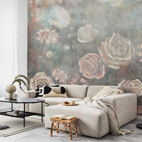  Foto tapeta - Misty nature - muted rose flowers on a background in grey tones 350x256 Cene