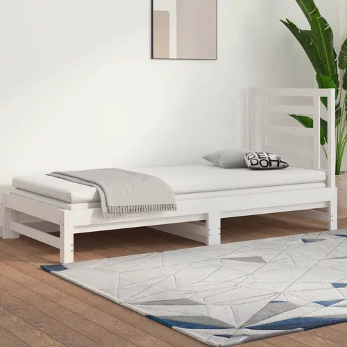  Izvlečna dnevna postelja bela 2x(90x200) cm trdna borovina, (20684675)