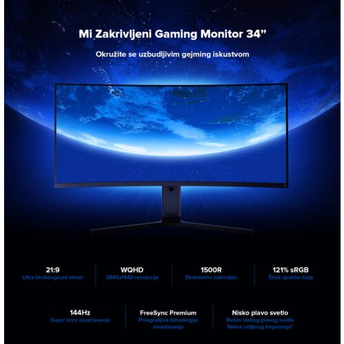 Xiaomi MI BHR5133GL zakrivljeni gejmerski VA monitor 34&amp;quot; Slike