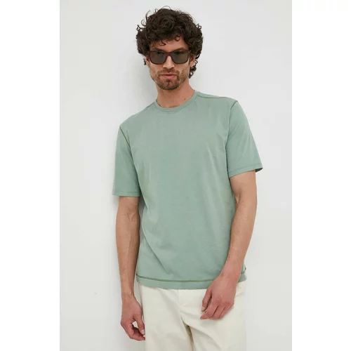 Sisley Bombažna kratka majica zelena barva