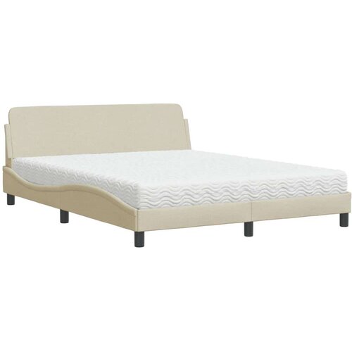 VidaXL Krevet s madracem krem 160x200 cm od tkanine Slike