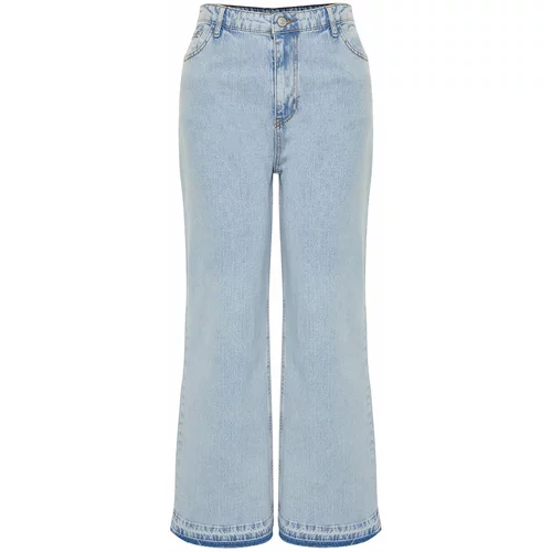 Trendyol Curve Light Blue Leg Color Block Wide Cut Jeans