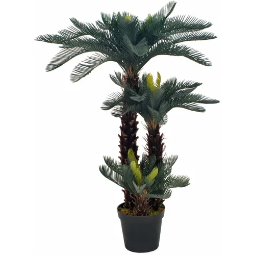vidaXL Umetna palma cikas z loncem zelene barve 125 cm