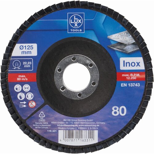 Lux Tools Brusna ploča lamelirana 125 mm K80 za metal Slike