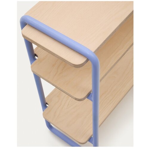 Kave Home Svetlo moder/v naravni barvi stenski otro&amp;scaron;ki regal v jesenovem dekorju 60x70x28 cm Tinn &amp;ndash; Slike