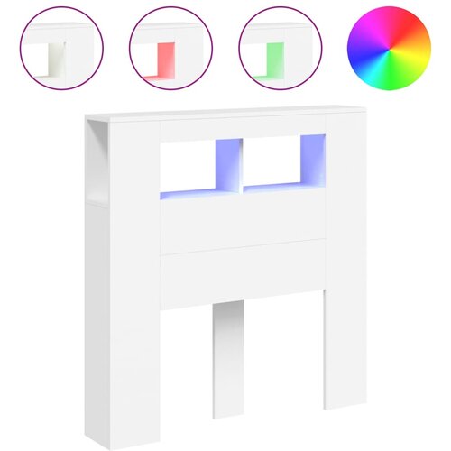VidaXL LED posteljno vzglavje belo 100x18,5x103,5 cm inženirski les, (20953827) Slike
