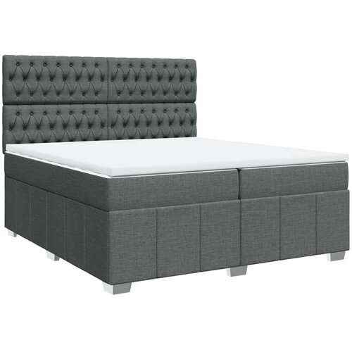 VidaXL Krevet s oprugama i madracem tamnosivi 200 x 200 cm od tkanine Slike