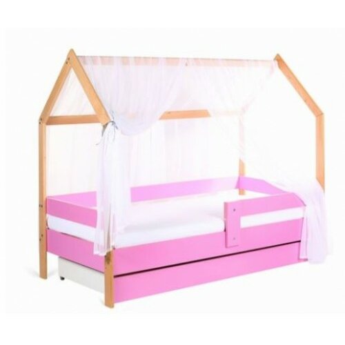 Made in Poland krevet kućica sa fiokom i dušekom 160x80 domek-roze bukva Slike