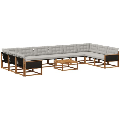  Set vanjskih sofa s jastukom 11 pcs Prirodna i svjetlosiva Cene